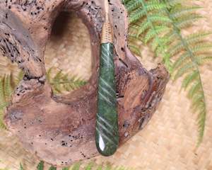 NZ Greenstone Large Roimata Pendant (AZ821) Hapopo Pounamu