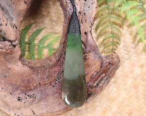 NZ Greenstone Large Roimata Pendant (AX680) Hapopo Pounamu