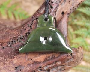 NZ Greenstone Shepard Dog Whistle Pendant (AZ893) Hapopo Pounamu