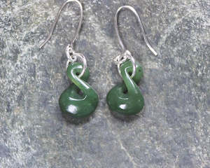 NZ Greenstone Twist Earrings (BB181) Hapopo Pounamu