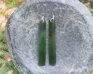 NZ Greenstone Small Roimata Earrings (BB185) Rimu Pounamu