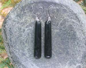 NZ Greenstone Small Roimata Earrings (BA638) Kawakawa Pounamu