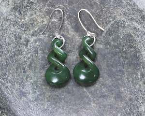 NZ Greenstone Twist Earrings (BB183) Kawakawa Pounamu