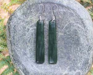 NZ Greenstone Small Roimata Earrings (BA637) Kawakawa Pounamu