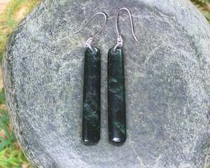 NZ Greenstone Small Roimata Earrings (BA591) Kawakawa Pounamu