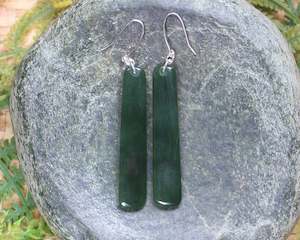 NZ Greenstone Small Roimata Earrings (BA592) Kawakawa Pounamu