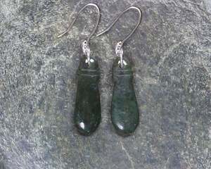 NZ Greenstone Mere Earrings (BA543) Rimu Pounamu