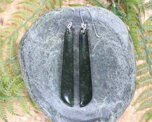 NZ Greenstone Medium Roimata Earrings (AX226) Rimu Pounamu