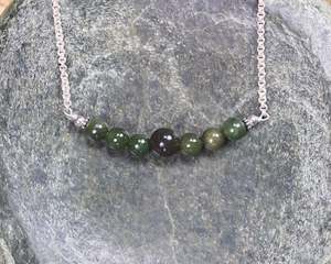 NZ Greenstone Beaded Necklace (BA655) Rimu Pounamu