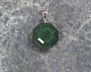 NZ Greenstone Sterling Silver XSmall Faceted Pendant (BB191) Kawakawa Pounamu