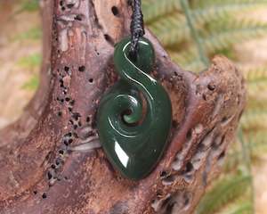 NZ Greenstone Small Koru Twist Pendant (BA704) Kawakawa Pounamu