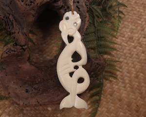 NZ Whale Bone XLarge Taniwha Pendant (MM017) NZ SALE ONLY