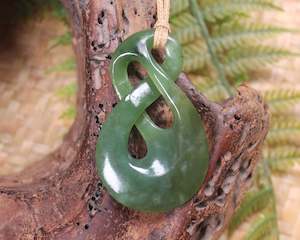 NZ Greenstone Medium Twist Pendant (BA789) Hapopo Pounamu