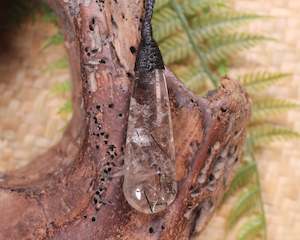 Jewellery: Quartz with Black Tourmaline Medium Roimata Pendant (BA649)