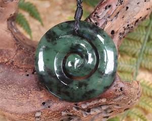 NZ Greenstone Medium Koru Pendant (BA248) Rimu Pounamu