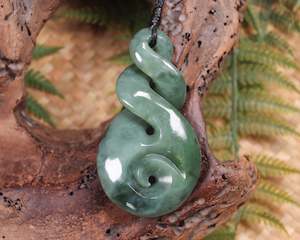 NZ Greenstone Large Koru Twist Pendant (BA731) Inanga Pounamu