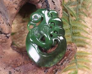 NZ Greenstone Large Manaia Pendant (BA887) Hapopo Pounamu