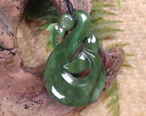 NZ Greenstone XLarge Manaia Pendant (BA393) Hapopo Pounamu