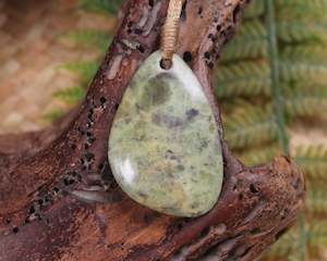 NZ Greenstone Small Roimata Pendant (AW550) Flower Jade Pounamu