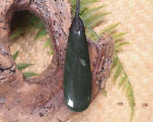 NZ Greenstone Large Roimata Pendant (BA491) Kawakawa Pounamu