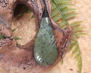 NZ Greenstone Large Roimata Pendant (BB134) Rimu Pounamu