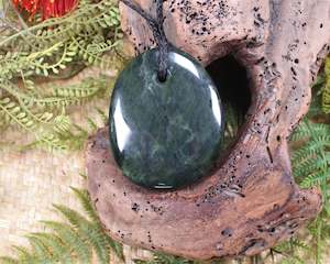 NZ Greenstone XLarge Roimata Pendant (AE236) Kawakawa Pounamu