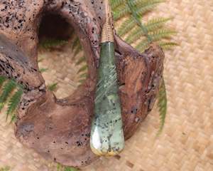 NZ Greenstone XLarge Roimata Pendant (BA997) Rimu Pounamu