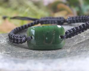 NZ Greenstone Adjustable Cord Bracelet (BA639) Kawakawa Pounamu