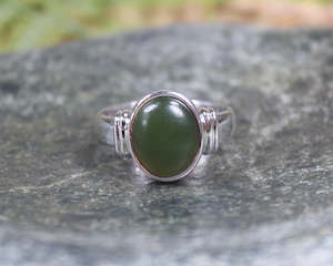 NZ Greenstone Sterling Silver S8 (AX888) Rimu Pounamu