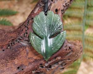 NZ Greenstone Pīwakawaka Fantail Pendant (BA179) Hapopo Pounamu