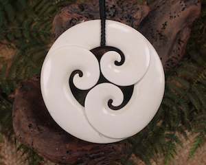 Jewellery: NZ Whale Bone Koru Wall Hanging (MM048) NZ SALE ONLY