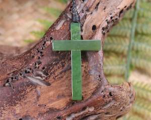 NZ Greenstone Small Cross Pendant (BB179) Hapopo Pounamu