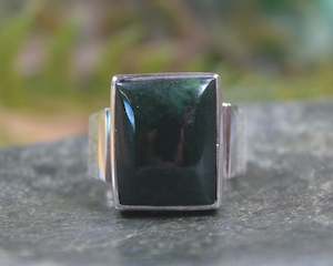 NZ Greenstone Faceted Sterling Silver Ring S11 (BA550) Kawakawa Pounamu