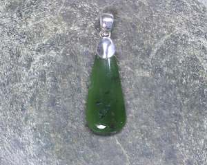 NZ Greenstone Small Sterling Silver Pendant (AT857) Hapopo Pounamu