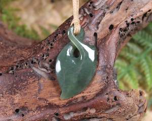 NZ Greenstone Small Twist Pendant (AX026) Inanga Pounamu