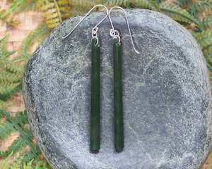 NZ Greenstone Medium Roimata Earrings (BA617) Rimu Pounamu