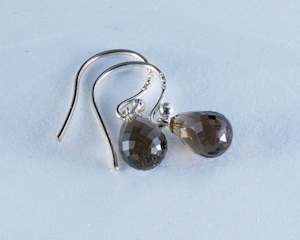 Smokey Quartz Sterling Silver Faceted Earrings (AZ089)