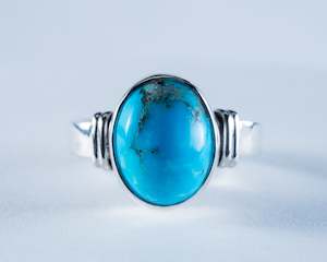 Kingman Mine Turquoise Sterling Silver Ring S7 (S595)