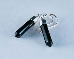 Black Onyx Earrings in Sterling Silver (A006)