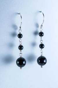 Black Onyx Earrings in Sterling Silver (A027)