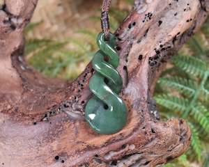 NZ Greenstone Small Twist Pendant (AE863) Hapopo Pounamu at SPECIAL PRICE