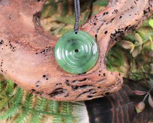 NZ Greenstone Medium Koru Pendant (Z151) Hapopo Pounamu at SPECIAL PRICE