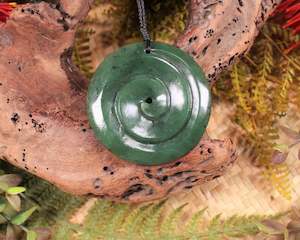 NZ Greenstone Large Koru Pendant (X749) Hapopo Pounamu at SPECIAL PRICE