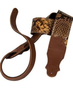 Franklin 2″ Cognac Snakeskin Ball Glove Guitar Strap