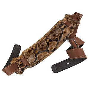 Franklin 3.5″ Cognac Glove Leather w/ Snakeskin Vintage Bass Guitar Strap