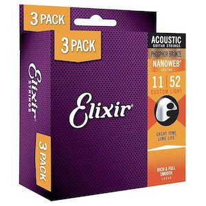 Elixir Nanoweb Phosphor Bronze 11-52 Promo Pack