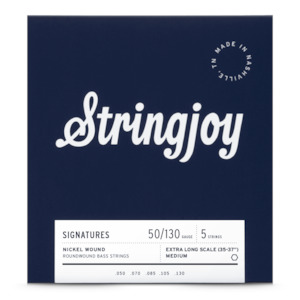 Stringjoy – (50-130) – 5 String Extra Long Scale Nickel Wound Bass Guitar Strings