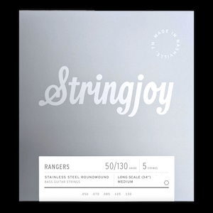 Stringjoy – (50-130) – 5 String Long Scale Stainless Steel Bass Guitar Strings