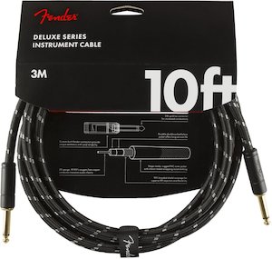 Fender Deluxe Series Black Tweed Instrument Cable – 10ft Straight-Straight