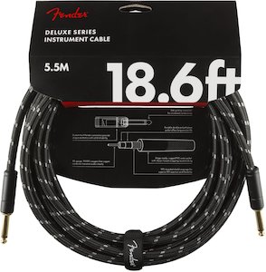 Fender Deluxe Series Black Tweed Instrument Cable – 18.6ft Straight-Straight